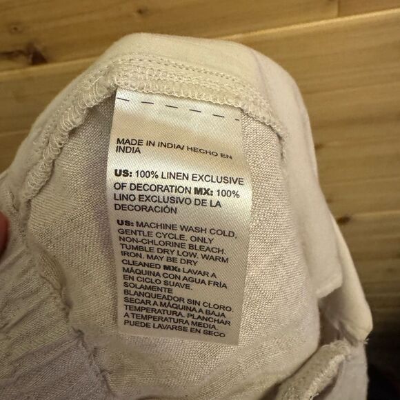 Chicos Size 3/16 Linen Ladder Trim Pull On Cropped Straight Leg Pants Breathable - Picture 10 of 11